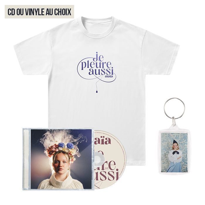 Pack T-shirt "Je pleure aussi" + Porte-clé + CD ou Vinyle